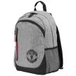 Official Manchester United FC Heather Grey Backpack – Black Crest & Laptop Pouch