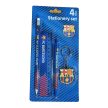 Official FC Barcelona 4-Piece Stationery Set with Keychain