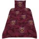 West Ham United Football Single Duvet Cover and Pillowcase Premier League Design Bedding