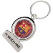 Official FC Barcelona Metal Spinner Keyring – Silver Finish (50mm x 40mm)