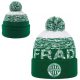 Green-White Striped Fradi Knitted Beanie with Pom-Pom – Embroidered FTC Crest