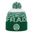 Green-White Striped Fradi Knitted Beanie with Pom-Pom – Embroidered FTC Crest