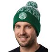 Green-White Striped Fradi Knitted Beanie with Pom-Pom – Embroidered FTC Crest