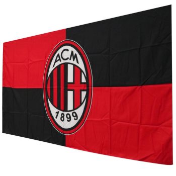 AC Milan Flag – 100x140 cm, Club Crest, Red/Black