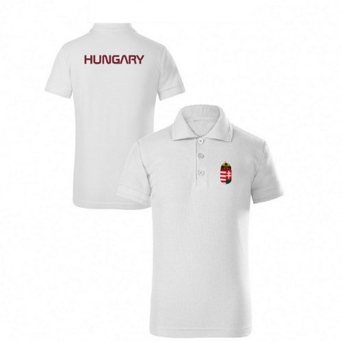 Hungary Collared Kids Polo Shirt – Hungarian Supporter Polo (White)  Short Description: