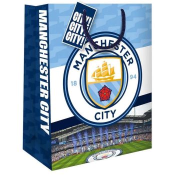   Official Manchester City FC Medium Colour Gift Bag – Blue & White (33 x 26 cm)