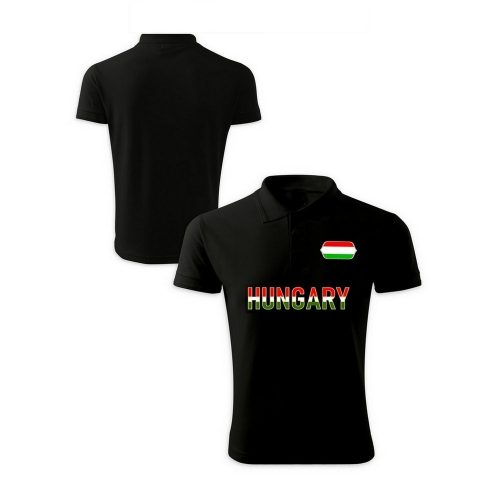Hungary Men's Collared Supporter Polo Shirt – Black