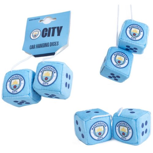 Manchester City FC Hanging Dice, Blue Plush Dice Pair, Premier League Gift