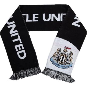   Official Newcastle United Diagonal Design Scarf – Reversible Jacquard Knit
