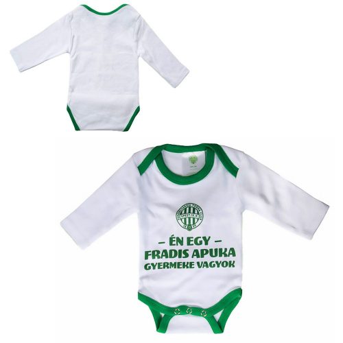 White Long-Sleeved Baby Bodysuit – "I Am the Child of a Fradi Dad"