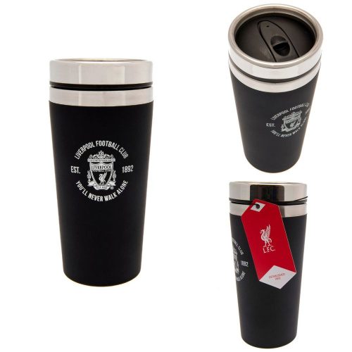 Liverpool FC Executive stainless steel travel mug 450 ml – matte black double‑walled thermal cup
