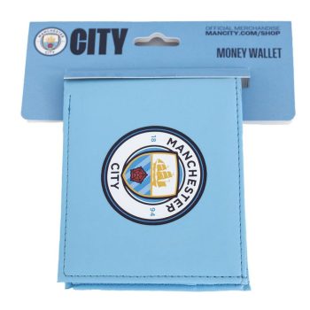   Official Manchester City FC Coloured PU Wallet – Blue with Club Crest