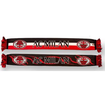   Official AC Milan Scarf Polyester Red-Black – Fan Sciarpa 100%