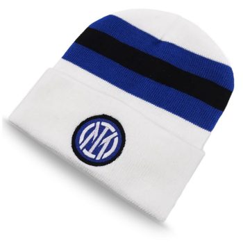 Official FC Inter Striped Beanie White Blue Black 