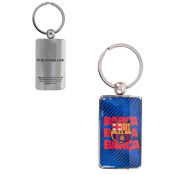   Official FC Barcelona Metal Keyring – Rectangular Silver Finish