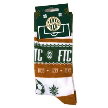  FTC﻿ gold Christmas socks – festive supporter socks with print, football and snowflake design