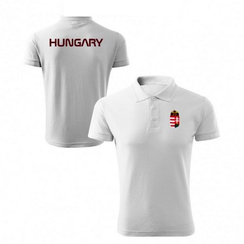Hungary Men's Collared Supporter Polo Shirt – White