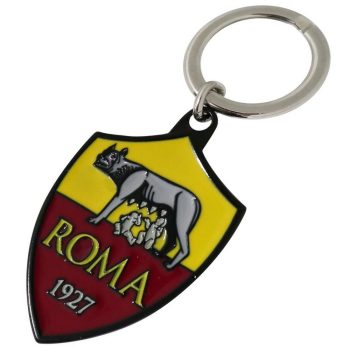   Official AS Roma Shield Keychain Portachiavi – Yellow Red Metal