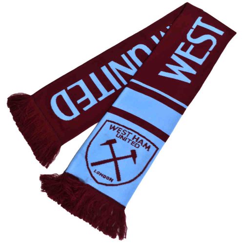 Official West Ham United FC Knitted Fan Scarf – Licensed Merchandise, Claret & Blue