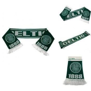   Celtic FC Green Scarf, Jacquard Knit, Scottish Premiership Gift