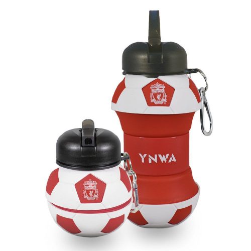 Official Liverpool FC Collapsible Football Drinks Bottle – Silicone, 550ml with Karabiner