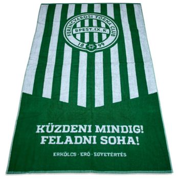   Ferencvárosi TC Towel – Green and White Striped, "Küzdeni Mindig, Feladni Soha!" Quote with Ferencváros Crest