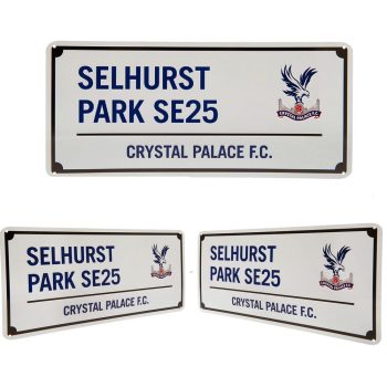   Crystal Palace FC White Street Sign, Gloss Metal, Premier League Gift